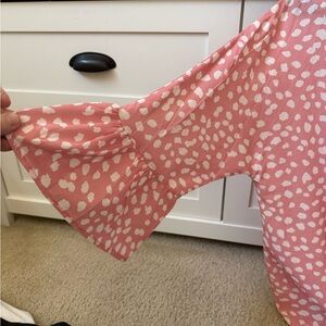 Pink Printed Bell-Sleeve Top